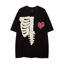 Men's T-Shirts Love Pattern Skull Print Summer Tshirts for Men and Women Round Neck Hip Hop Oversized Top Tees Harajuku Short Sleeve T Shirt 230715