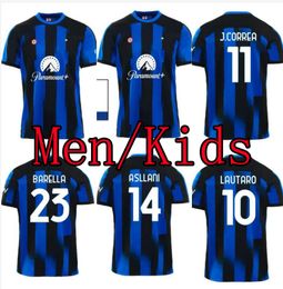 LUKAKU J.CORREA soccer jerseys 22/23/24 Final BARELLA VIDAL LAUTARO INTERS DZEKO ERIKSEN LAUTARO MILANS football shirts 2023 2024 BROZOVIC GOSENS men kids kit set