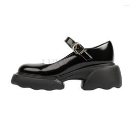 Dress Shoes Platform Heels Mary Jane Simple Lolita Black Student College Sweet Medium Heel Women's Single