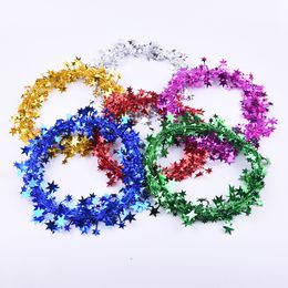 Christmas Decoration Wire Garland-7.5mm Glittering Colorfol-Star Shaped Tinsel Wire Garland for Christmas Trees Wedding Birthday Party Festive Ornament