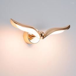 Wall Lamp Modern Design Bird Creative Seagull Shape LED Light Golden Sconce Indoor Lighting Bedside Living Room Decor
