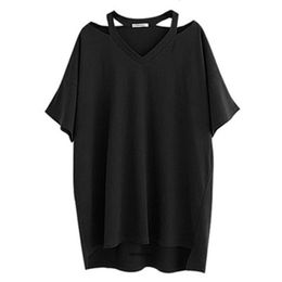 Women's Plus Size T-Shirt Plus Size 7XL 150KG Women Large Tshirt Black Top Women Loose T Shirt Summer Tee Shirt For Femme V Neck 230715