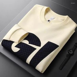Men's Hoodies High Street Fashion Men's Jacquard Letter Sweater High-end Autumn Handsome Casual Long Sleeve Round Neck Pullover