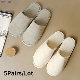 5Pairs/Lot Winter Cotton Slippers Men Women Hotel Disposable Slides Home Travel Sandals Hospitality Footwear One Size on Sale L230704