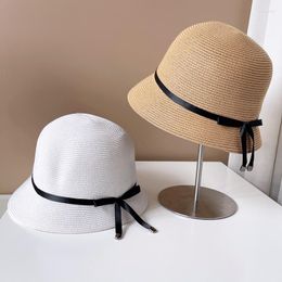 Wide Brim Hats Korea Fashion Hat Women's 2023 Summer Elegant Sunscreen Straw Sun For Ladies Beach Designer Bonnet Cute Bucket White Cap