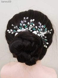 Bohe Bridal Hair Pins Emerald Green Rhinestone Flower Hair Jewelry For Bride Women Party Hairpieces Handmade Wedding Headdress L230704