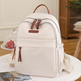 Backpack Solid Color Students Shoulder Bag Women Casual School Handbag Lightweight High-Capacity With Zipper Outdoor Play