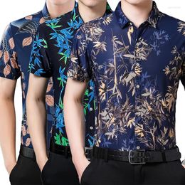 Men's Casual Shirts Printed Fashion Thin Slim Mens Soft Beachwear Hawaiian Floral Shirt Quick Dry Undershirt Streetwear