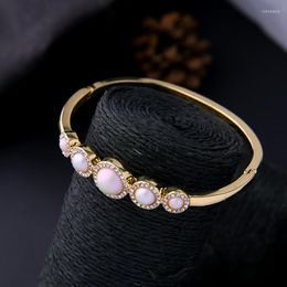Bangle Kissme Exquisite Crystal Imitation Pearl Cuff Bracelets For Women Gold Colour Environmental Alloy 2023 Fashion Jewellery