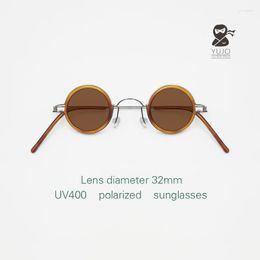 Sunglasses Vintage Small Circular U400 Polarised Light Anti Reflection Retro Men Women's Colour Prescription Glasses Diameter32mm
