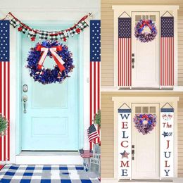 Decorative Flowers 4th Of July Wreath Independence Day Decorations For Front Door Porch Wall Window Drop