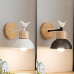 Wall Lamp Bird Sconce Nordic Wooden Modern Led Lights Fixture Home Decoration For Bedroom Bathroom Room Decor Luces