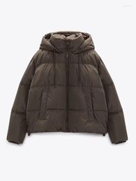 Women's Trench Coats Cotton Padded Hood Puffer Jacket Waterproof Windbreaker Streetwear Loose Snow Warm Parka High Collar Coat Drawstring