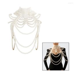Scarves White Colour Pearl Shawl Necklace Shinning Body Chains With Delicate Jewellery Accessories For Woman And Girls