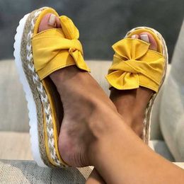 Slippers Comemore Platform Shoes Women Bow 2023 Slipper Outdoor Flip-flops Beach Women Summer Shoe Female Slippers Size 43 Women Sandals L230717