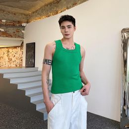 Men's Tank Tops 2023 Summer Personalized Collar Shape Design For Men Casual Slim Elastic Tight Fitting Free Size