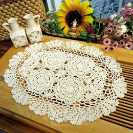 Table Mats Handmade Crochet Vintage Crocheted Doilies Oval Mat Cotton Lace Placemats Wedding Event Home Decoration