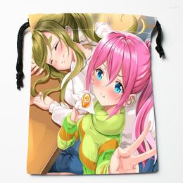 Storage Bags Nice Yuru Camp Drawstring HD Print 18X22CM Arrival Soft Satin Fabric Resuable Clothes Bag Shoes 0303