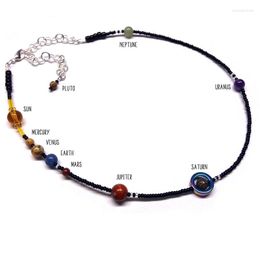 Pendant Necklaces MiniVerse We Love Pluto! Solar System Necklace Pluto Charm Planets Gemstone Astronomy Adjustable Choker