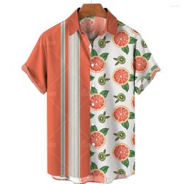 Men's Casual Shirts Hawaiian Shirt 3D Fruit Print Avocado Short Sleeve Lapel And Single Button Beach Top Fashion 5XL