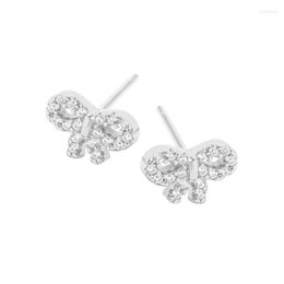 Hoop Earrings Small And Luxurious Design Minimalist Geometry Mini Bow Zircon 925 Sterling Silver Female