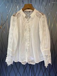 Women's Blouses BOHO INSPIRED Long Sleeve White Floral Lace V-neck Blouse Shirt Women Cotton Spring Autumn Tops