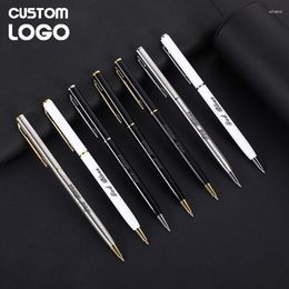 Custom Carving Logo Multi Color Rotating Metal Ballpoint Pen School Stationery Creative Business Advertising Exquisite Gift Pens