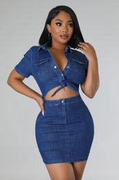 Casual Dresses Denim Skater Dress Sexy Women Hollow Out Bodycon Blue Jeans Vestidos