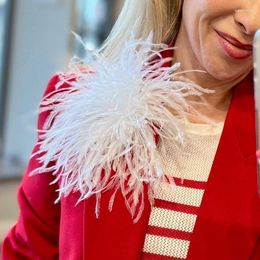 Brooches Luxury Ostrich Feather Brooch For Women Fashion Lapel Pins Hair Hat Accessories Vintage Floral Feathers Corsage Pin Jewelry Gift