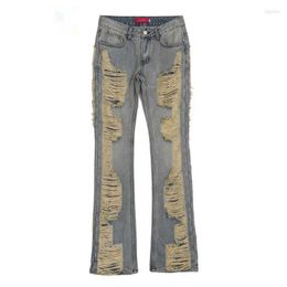Men's Jeans Distressed for Men Y2k Fashion Tide Brand Streetwear Ripped Cargo Clothing Damaged Flare Jeans