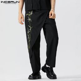 Men's Pants 2023 Men Irregular Embroidery Vintage Button Streetwear Casual Trousers Joggers Chinese Style Long S-5XL INCERUN