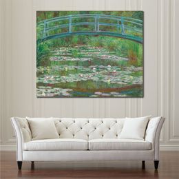 Canvas Wall Art The Japanese Footbridge Claude Monet Painting Handmade Oil Artwork Modern Studio Decor