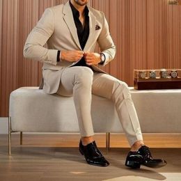 Men's Suits Khaki Notch Lapel Slim Fit Blazer Sets For Wedding Prom Party Custom Fashion Two Pieces (Jacket Pants) Costume Homme