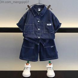 Clothing Sets 2023 Spring/Summer Children's Clothing Boys' Set Denim Top+2 Jeans Pants/Set Baby Casual Clothing Children's Clothing 2-12 Years Z230717