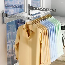 Hangers Retractable Cloth Drying Rack Wall Mount Foldable Hanger Rustproof Aluminum Alloy Coat Hook With Strong Load Bearing For Balcony