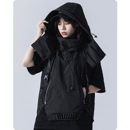 Men s Vests vest series hip hop tactical hooded jacket couples sleeveless 230715