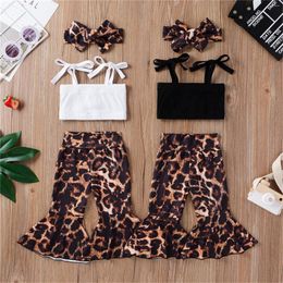 Clothing Sets Kids Toddler Baby Girls Spring Summer Leopard Print Sleeveless Vest Flare Pants Outfits Clothes Hoodies And