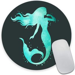 Beautiful Mermaid Mouse pad Round MatMermaid Circular Mouse Pads Blue Grey Size 7.9 x 7.9 x 0.12 Inch