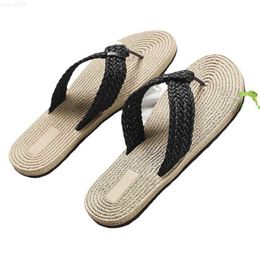 Slippers Sandals Woman 2022 Flip Flops Summer Beach Slippers White Open Toe Flip Flops Women Outdoor Flat Beach Shoes Slides Straw L230717