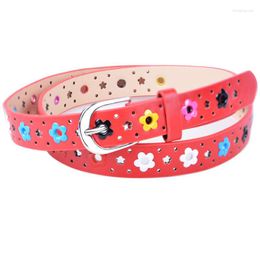 Belts Women's Belt Playful Floral Eye-Catching Colorful Student Hollowed Out Casual Alloy Needle Buckle