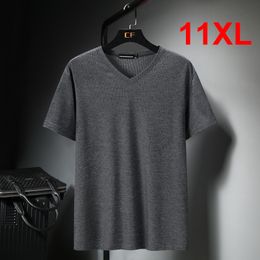 11XL Plus Size Baggy Tshirt Men 2021 Summer T Shirt Short Sleeve Fashion Breathable T-shirt V-neck Tops Tees Male HA225