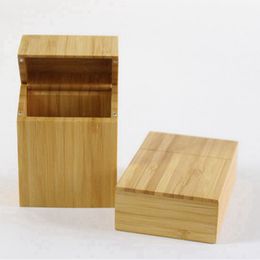 Latest Cool Smoking Bamboo Wood Cigarette Cases Storage Box Innovative Housing Wooden Magnet Opening Flip Moistureproof Stash Case Container DHL