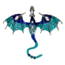 Painted Oil Enamel Dragon Brooch, Fashionable Diamond-Encrusted Animal pin Brooches, Versatile Diamond-Set Accessory