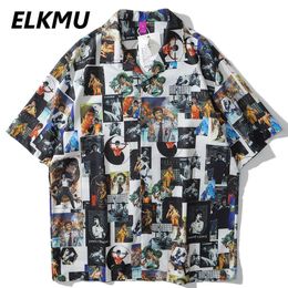 Men's TShirts ELKMU Summer Shirt Bruce Lee Print Graffiti Hip Hop Streetwear Shirts Short Sleeve Blouse Men Fashion Tops Harajuku HE688 230715