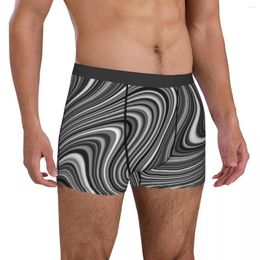 Underpants Black White Silver Grey Line Underwear Modern Geometric Plain Panties Print Shorts Briefs Pouch Males Plus Size Boxer