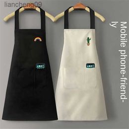 Kitchen Household Waterproof and Oil-proof Men's and Women's New Apron Korean Version Japanese Work Housework Apron Overalls L230620