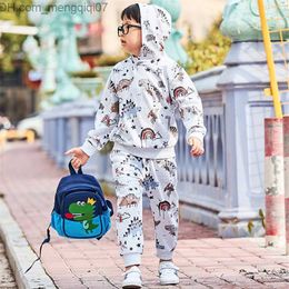 Clothing Sets Jumpmeter Hot Sale Boys and Girls Hoodie Set Dinosaur Print Autumn Winter Children's Clothing Hoodie+Sweatpants Set Z230717