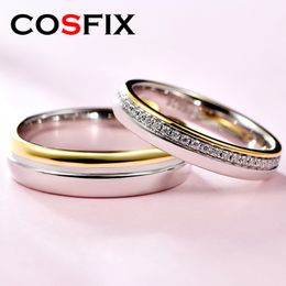 Wedding Rings COSFIX D Color Couple For Lovers Band Engagement 925 Sterling Silver Set Jewelry Wholesale 230427