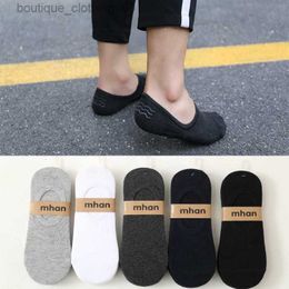 plain invisible socks mens spring and summer Sports socks silicone non slip cotton boat socks 5 double waist package