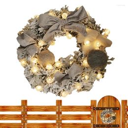 Decorative Flowers 30CM Christmas Artificial Rattan Flower Door Hanging Wreath With String Light Wall Decoration For Home Festival Party EW